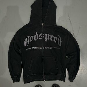 Black Graphic Hoodie Jacket